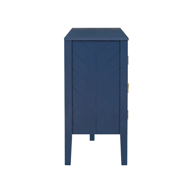 4-Door Sideboard with Geometric Doors, Vintage Metal Handles and Adjustable Shelves