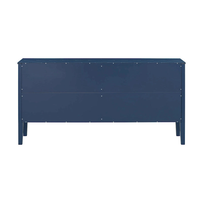 4-Door Sideboard with Geometric Doors, Vintage Metal Handles and Adjustable Shelves