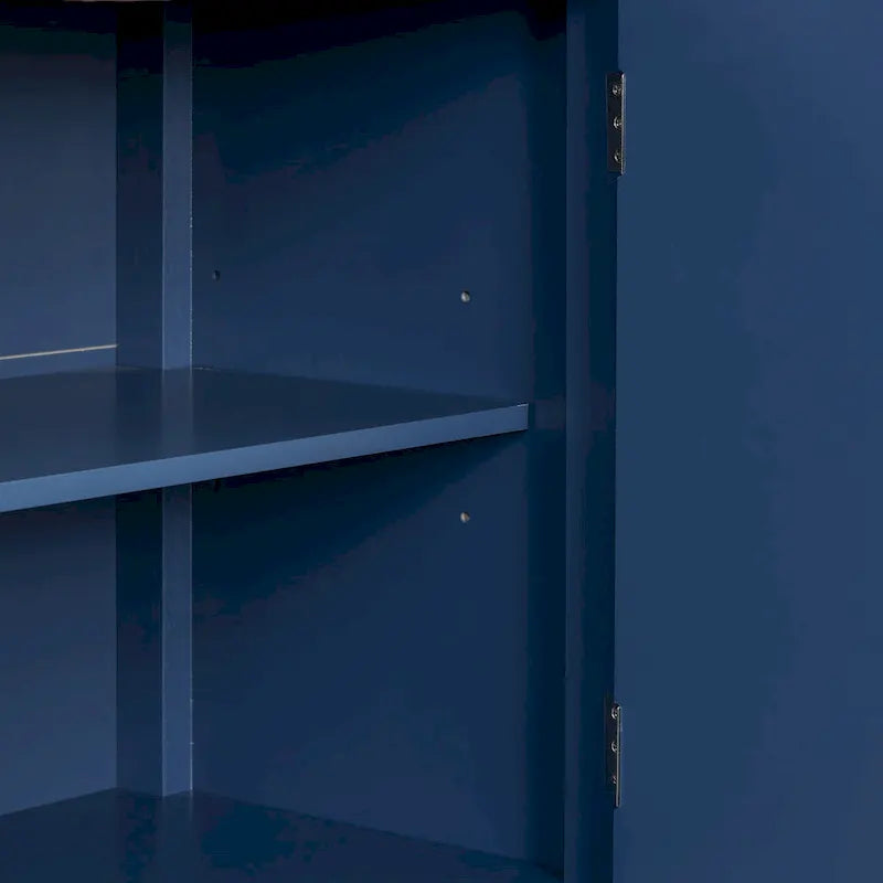 4-Door Sideboard with Geometric Doors, Vintage Metal Handles and Adjustable Shelves