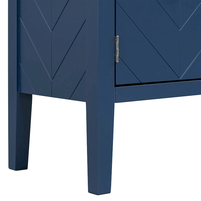 4-Door Sideboard with Geometric Doors, Vintage Metal Handles and Adjustable Shelves