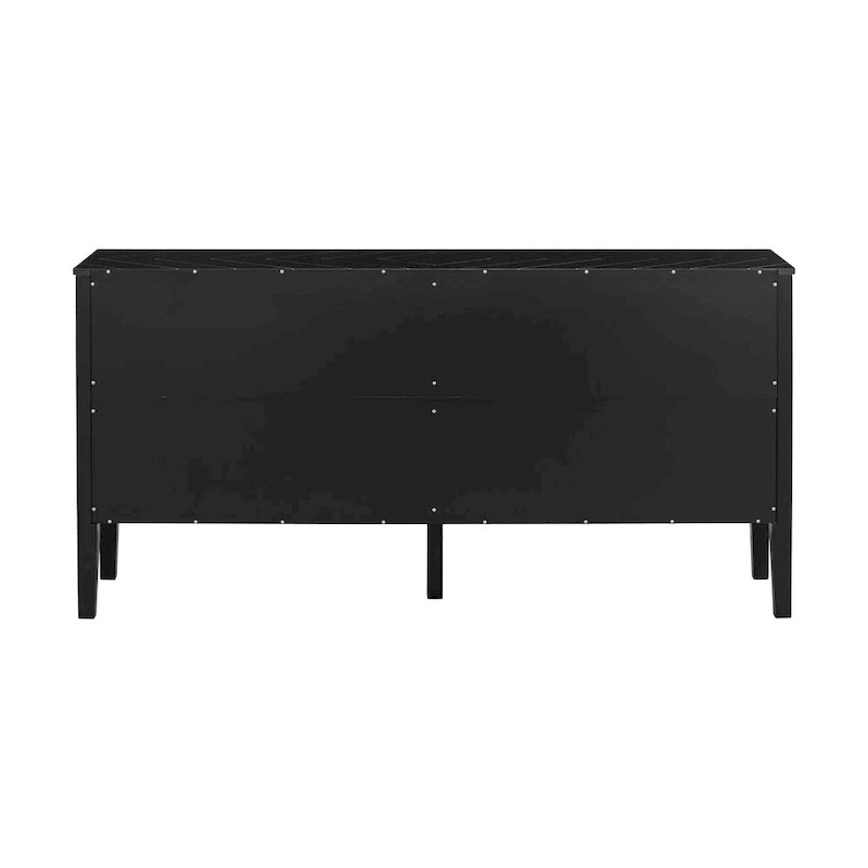4-Door Sideboard with Geometric Doors, Vintage Metal Handles and Adjustable Shelves