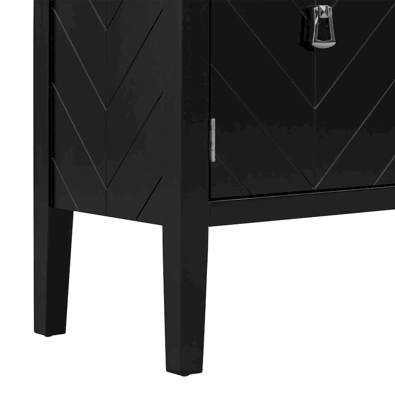4-Door Sideboard with Geometric Doors, Vintage Metal Handles and Adjustable Shelves