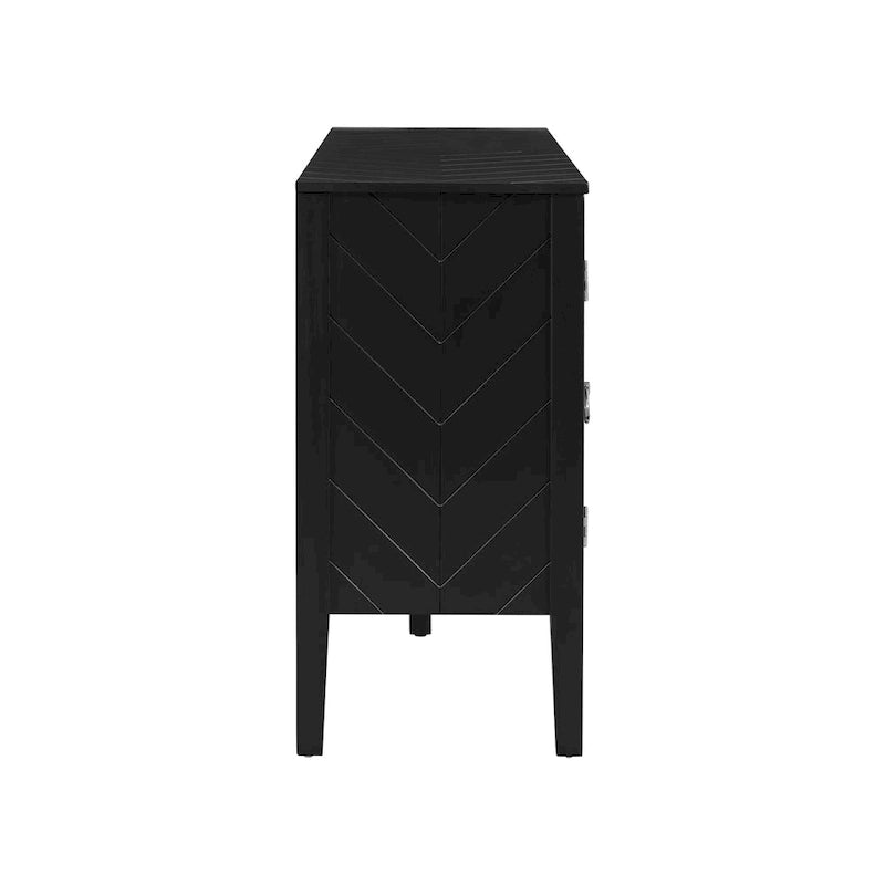 4-Door Sideboard with Geometric Doors, Vintage Metal Handles and Adjustable Shelves