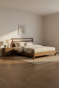 Brown Wood Queen Bed Frame with Under-Bed Storage and 13 Slats