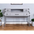 54-Inch Gray Wood Writing Desk with Five Drawers