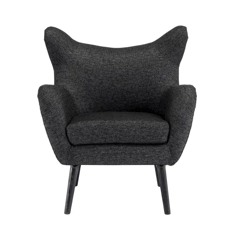 Mid-Century Wingback Club Chair with Oak Wood Legs, Supports 300 lbs
