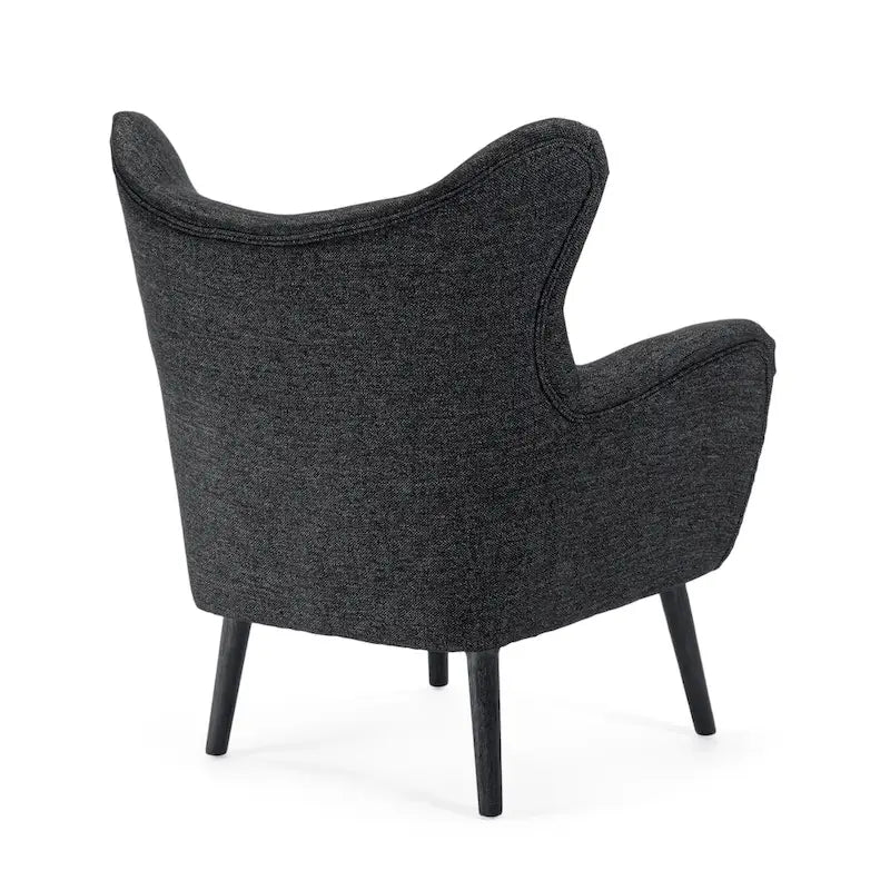 Mid-Century Wingback Club Chair with Oak Wood Legs, Supports 300 lbs