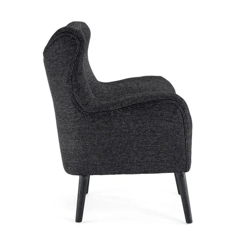 Mid-Century Wingback Club Chair with Oak Wood Legs, Supports 300 lbs