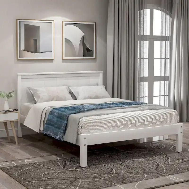 Twin Platform Bed with Upholstered Headboard, Under-Bed Storage and Wood Slats