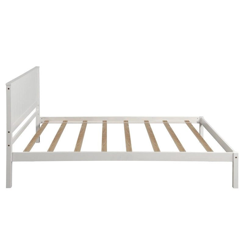 Twin Platform Bed with Upholstered Headboard, Under-Bed Storage and Wood Slats