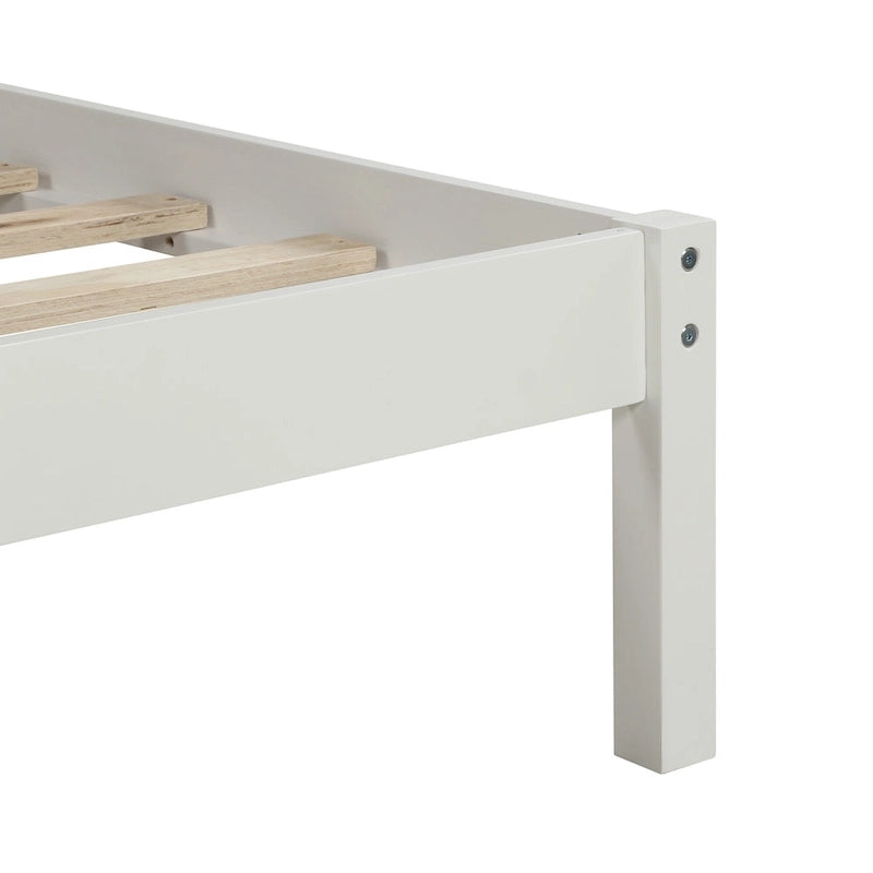 Twin Platform Bed with Upholstered Headboard, Under-Bed Storage and Wood Slats