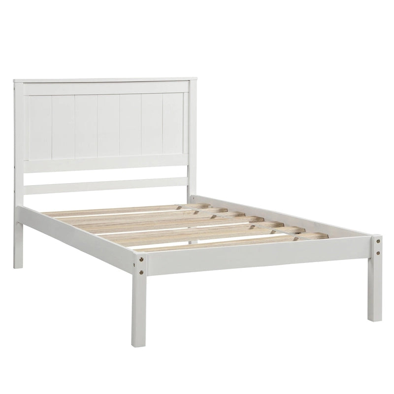 Twin Platform Bed with Upholstered Headboard, Under-Bed Storage and Wood Slats