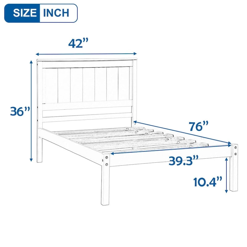 Twin Platform Bed with Upholstered Headboard, Under-Bed Storage and Wood Slats