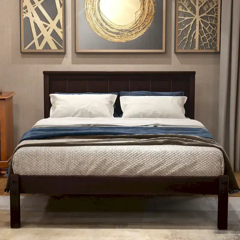 Twin Platform Bed with Upholstered Headboard, Under-Bed Storage and Wood Slats