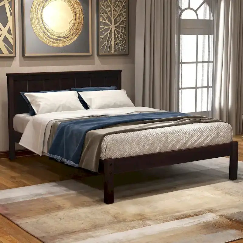 Twin Platform Bed with Upholstered Headboard, Under-Bed Storage and Wood Slats