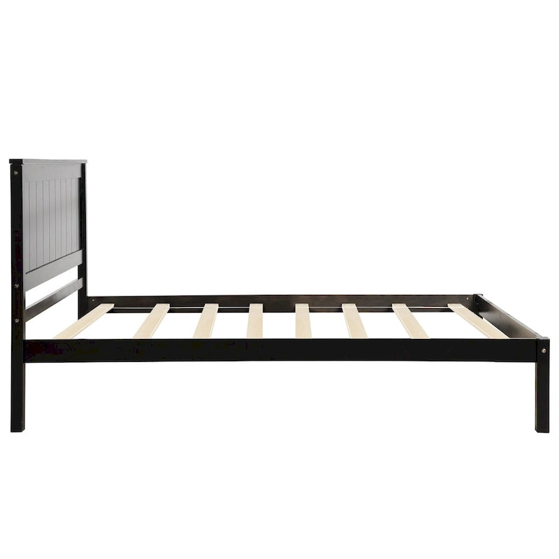 Twin Platform Bed with Upholstered Headboard, Under-Bed Storage and Wood Slats