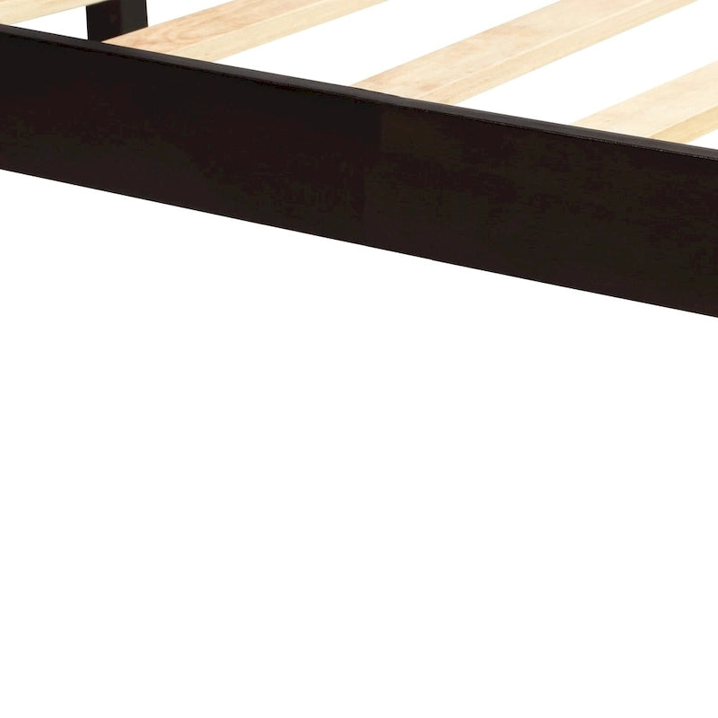 Twin Platform Bed with Upholstered Headboard, Under-Bed Storage and Wood Slats
