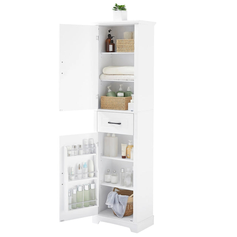 Tall Freestanding Bathroom Storage Cabinet with Two Doors and Adjustable Shelves