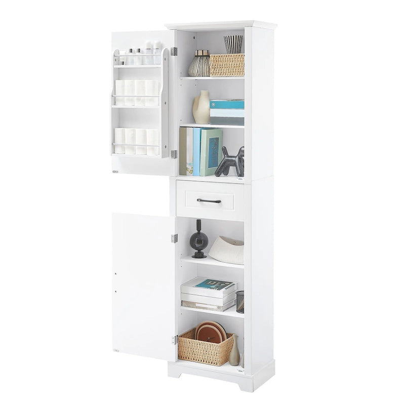 Tall Freestanding Bathroom Storage Cabinet with Two Doors and Adjustable Shelves