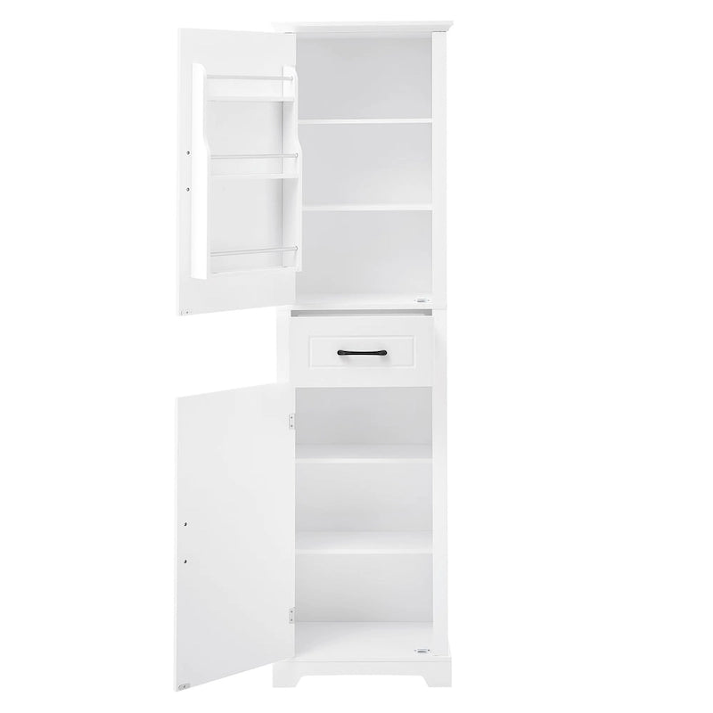 Tall Freestanding Bathroom Storage Cabinet with Two Doors and Adjustable Shelves