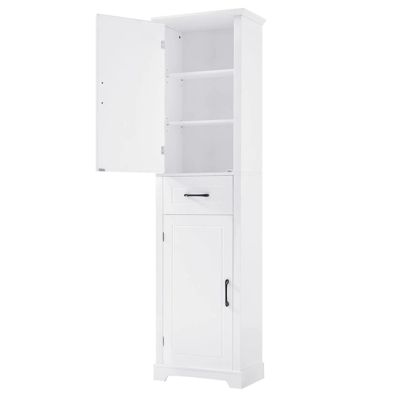 Tall Freestanding Bathroom Storage Cabinet with Two Doors and Adjustable Shelves