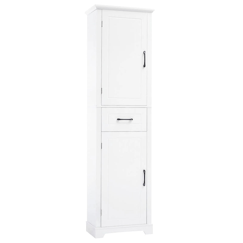 Tall Freestanding Bathroom Storage Cabinet with Two Doors and Adjustable Shelves