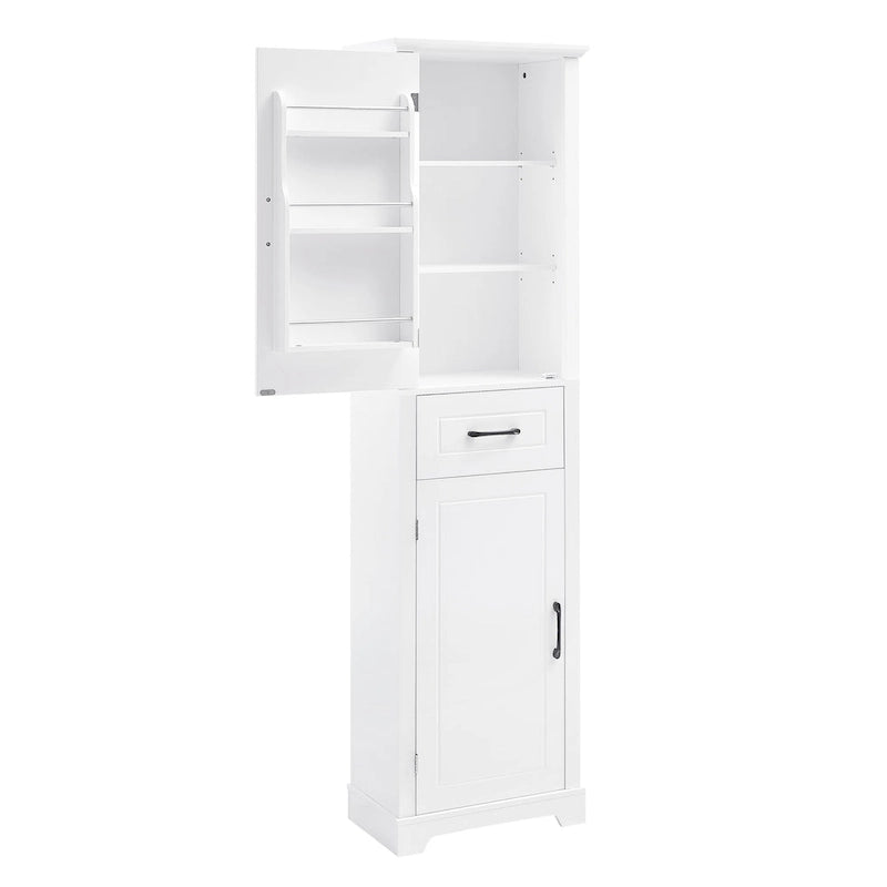 Tall Freestanding Bathroom Storage Cabinet with Two Doors and Adjustable Shelves