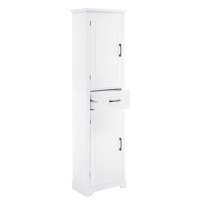 Tall Freestanding Bathroom Storage Cabinet with Two Doors and Adjustable Shelves