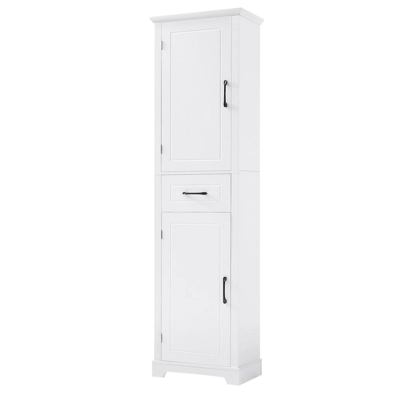 Tall Freestanding Bathroom Storage Cabinet with Two Doors and Adjustable Shelves