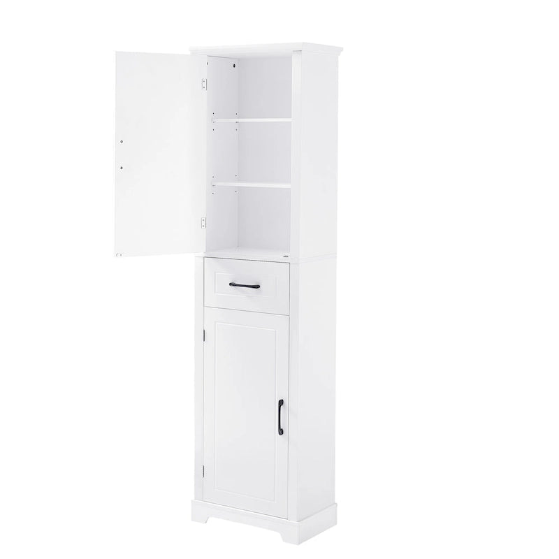 Tall Freestanding Bathroom Storage Cabinet with Two Doors and Adjustable Shelves