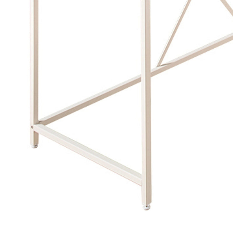 L-Shaped Corner Desk, Oak Wood Top with White Metal X-Frame
