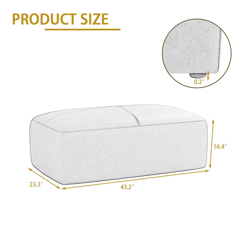 Genuine Leather Upholstered Bench Ottoman for Living Room and Bedroom