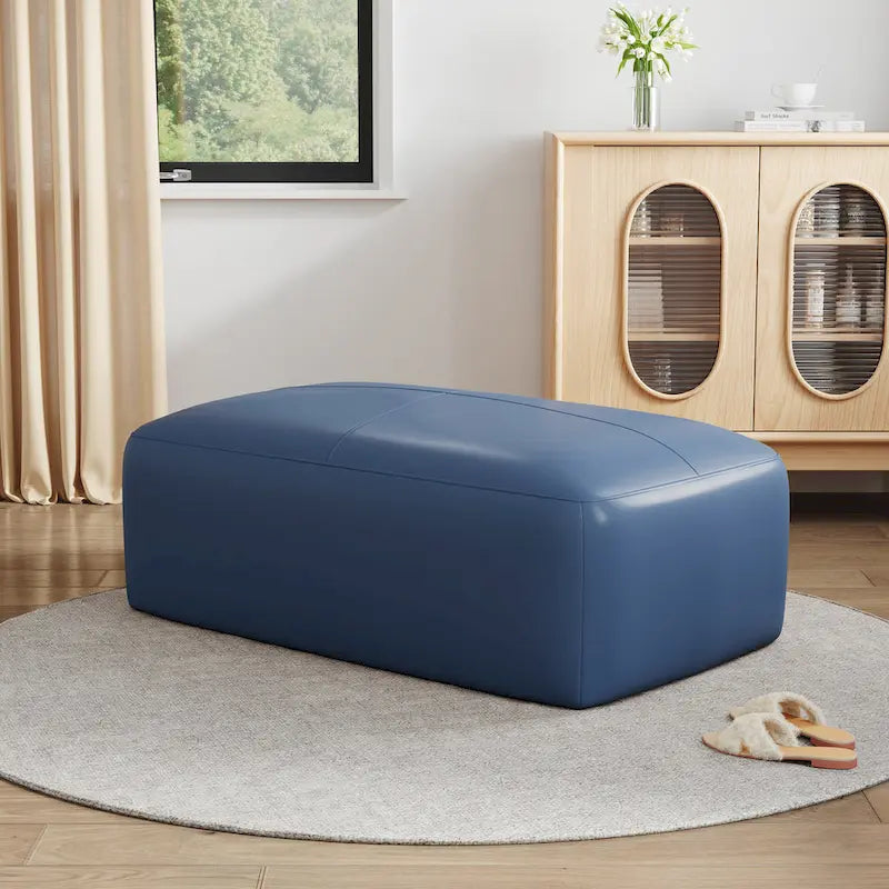Genuine Leather Upholstered Bench Ottoman for Living Room and Bedroom
