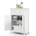 Freestanding Bathroom Storage Cabinet with Drawer and Adjustable Shelf, White
