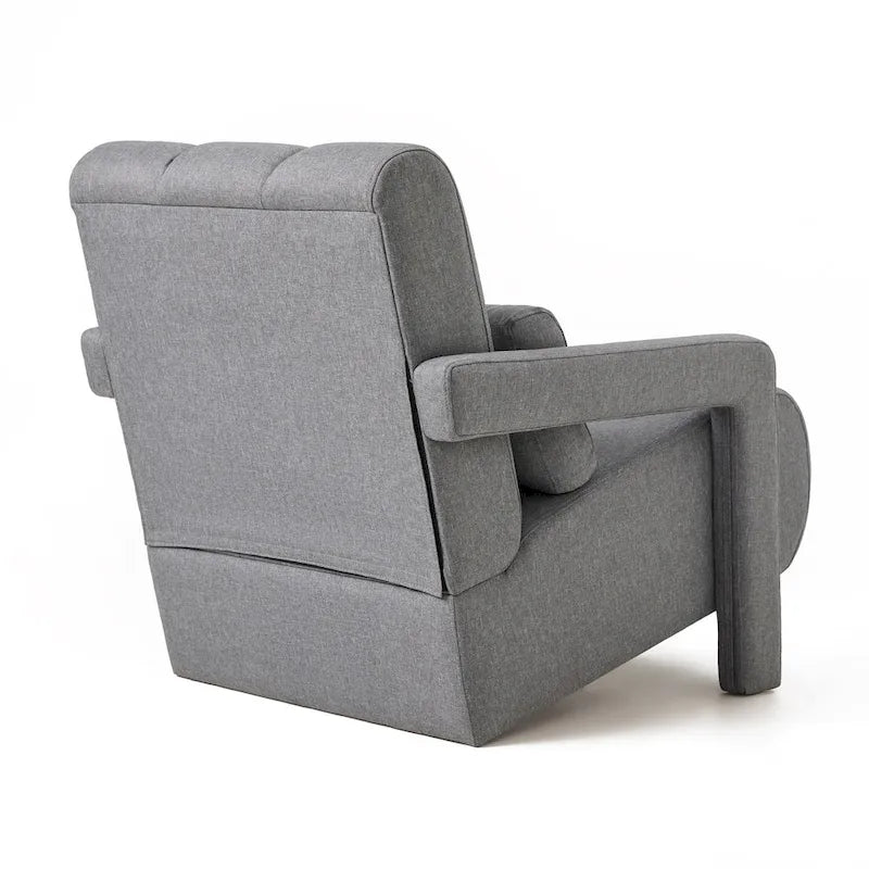 Dark Grey Upholstered Accent Chair with Pillow and High-Density Foam Seat
