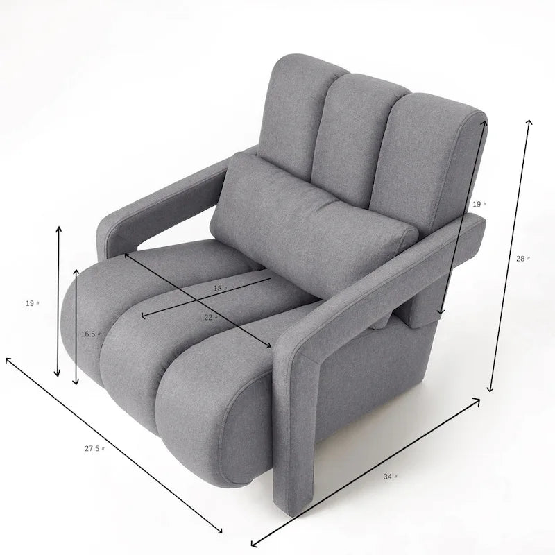 Dark Grey Upholstered Accent Chair with Pillow and High-Density Foam Seat