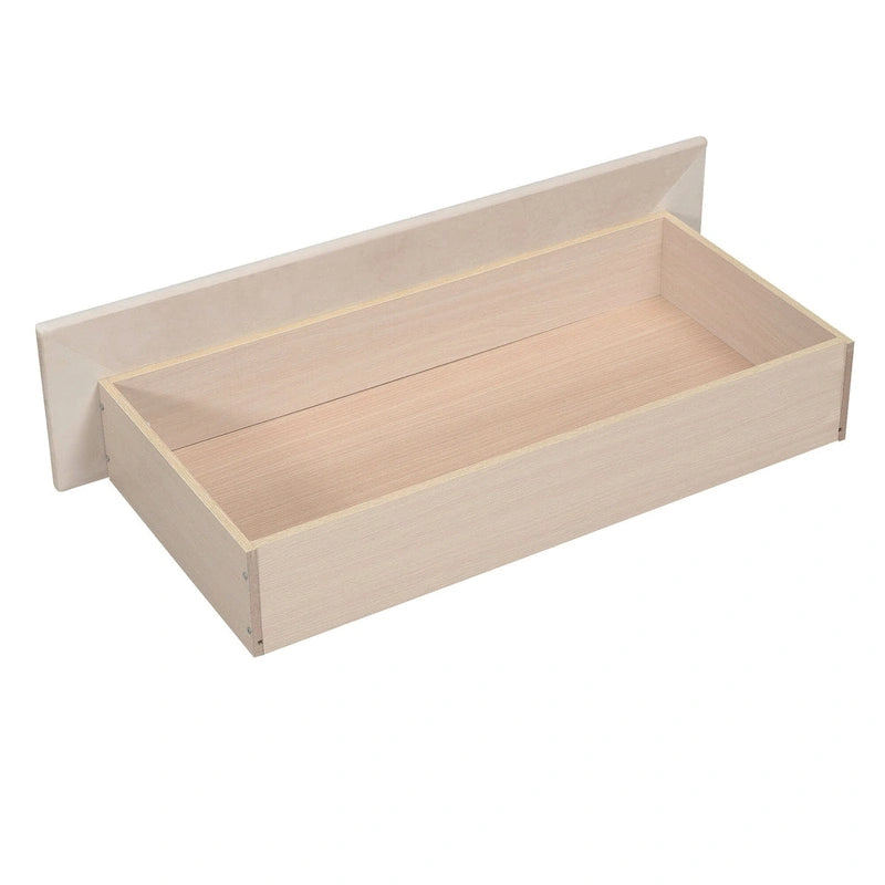 Velvet Daybed with Pull-Out Trundle and Wood Slats, 600 lb Capacity