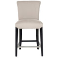 Black Faux Leather Counter Stool with Birch Wood Frame