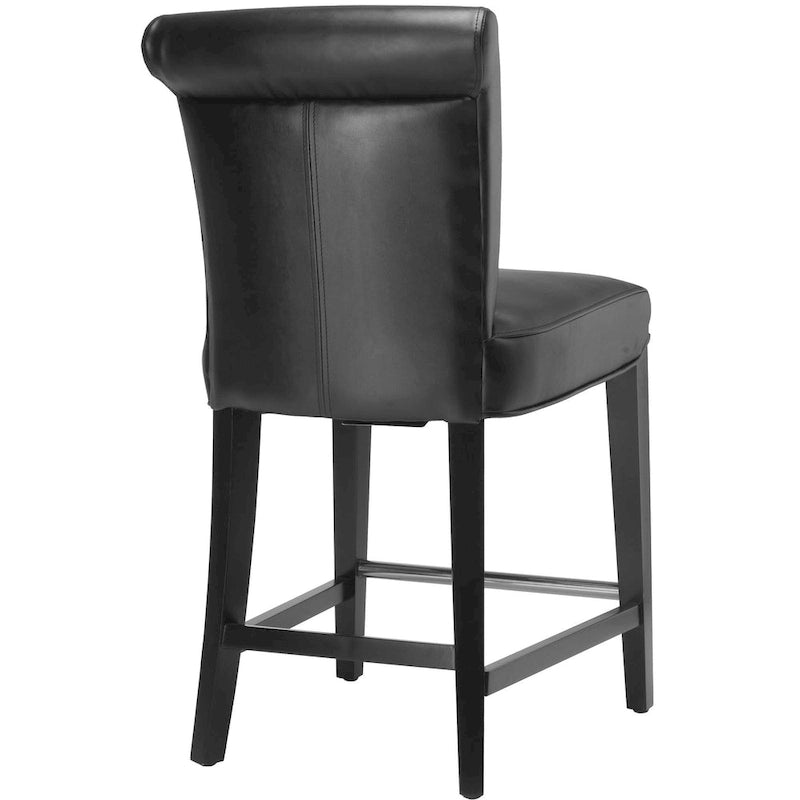 Black Faux Leather Counter Stool with Birch Wood Frame