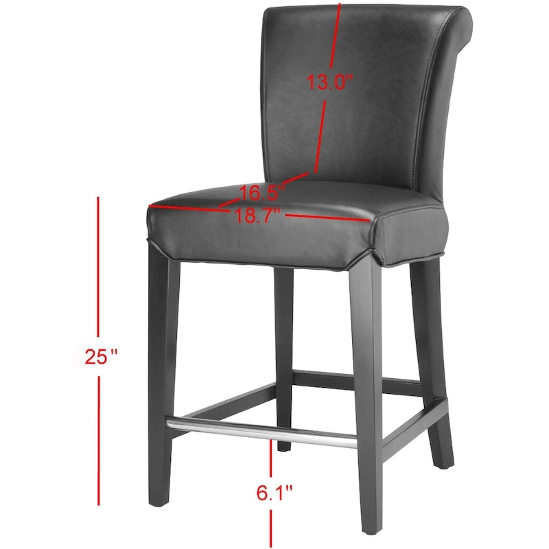 Black Faux Leather Counter Stool with Birch Wood Frame