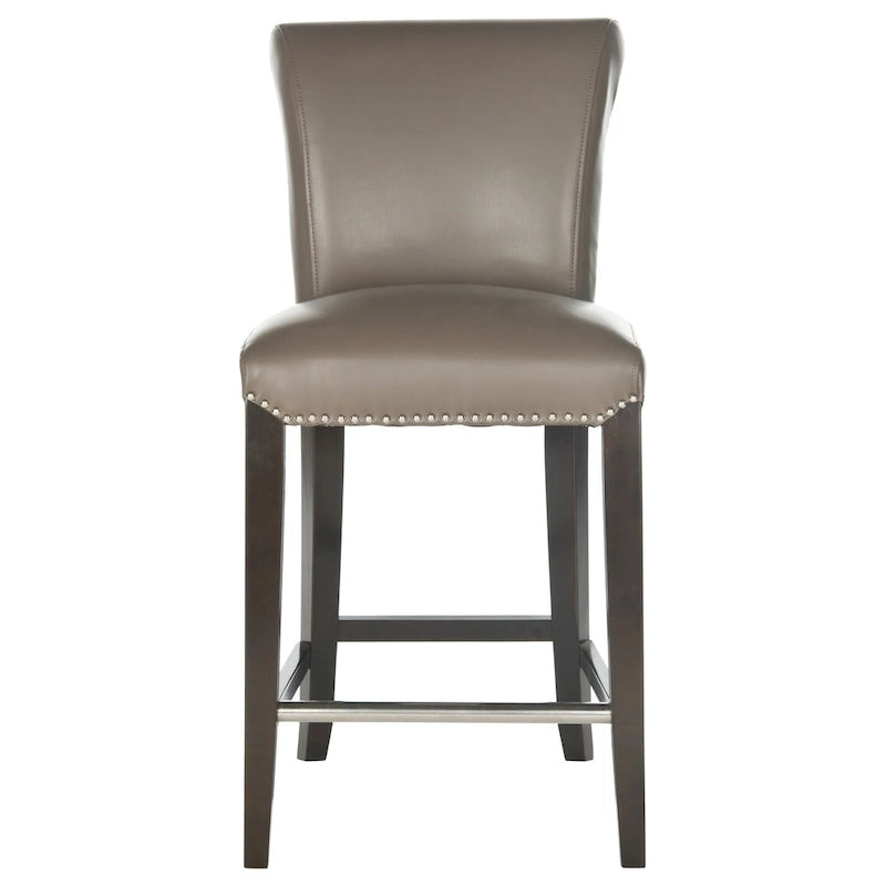 Black Faux Leather Counter Stool with Birch Wood Frame