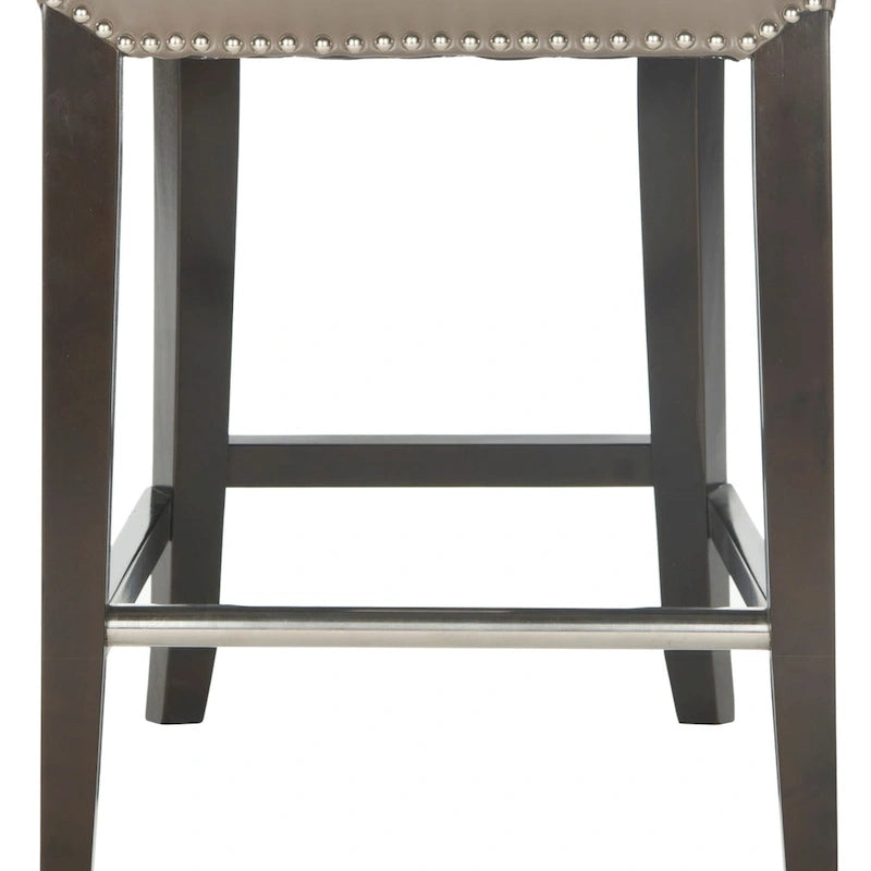 Black Faux Leather Counter Stool with Birch Wood Frame