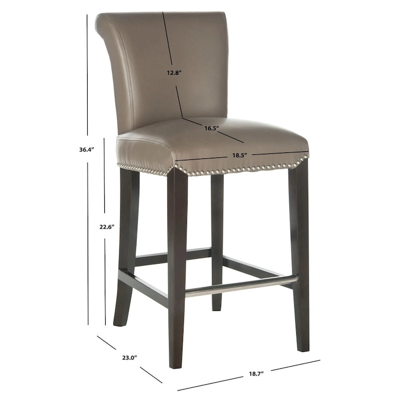 Black Faux Leather Counter Stool with Birch Wood Frame