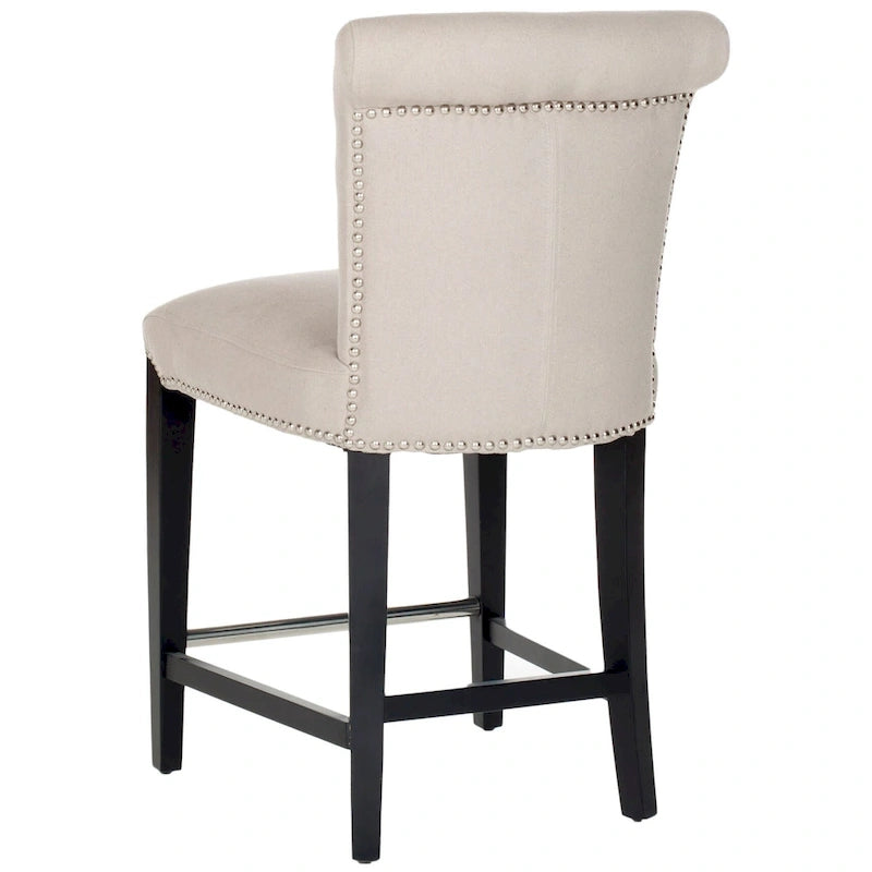 Black Faux Leather Counter Stool with Birch Wood Frame