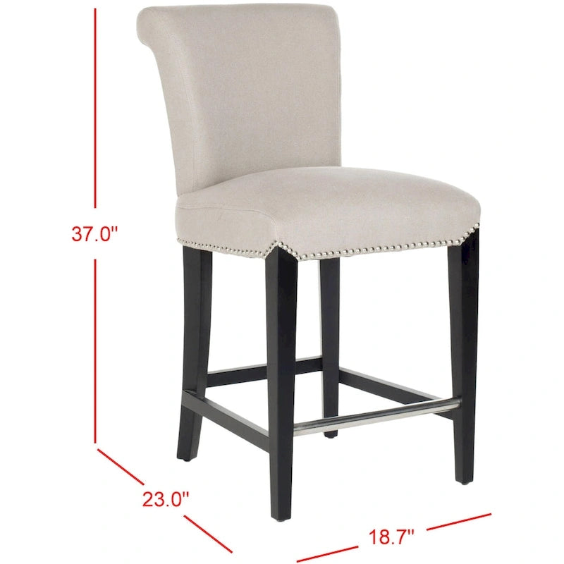 Black Faux Leather Counter Stool with Birch Wood Frame