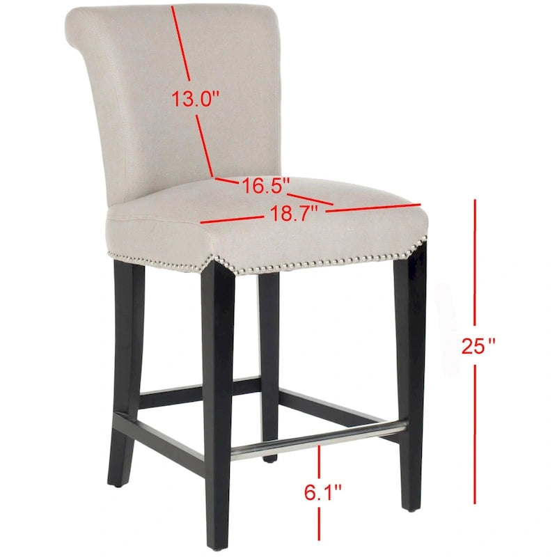 Black Faux Leather Counter Stool with Birch Wood Frame