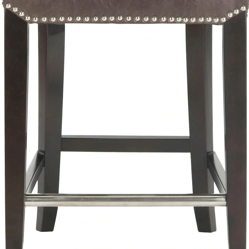 Black Faux Leather Counter Stool with Birch Wood Frame