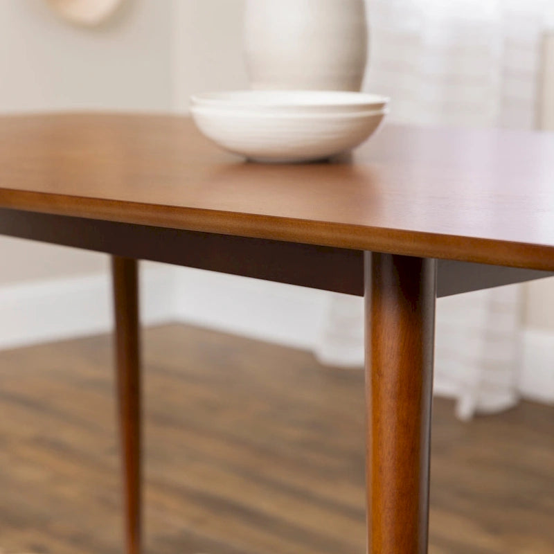 60-Inch Mid-Century Dining Table with Wood Veneer Top, Seats 6