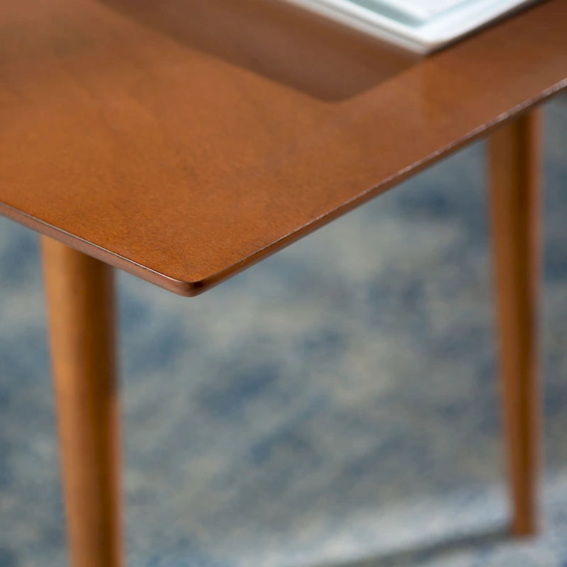 60-Inch Mid-Century Dining Table with Wood Veneer Top, Seats 6