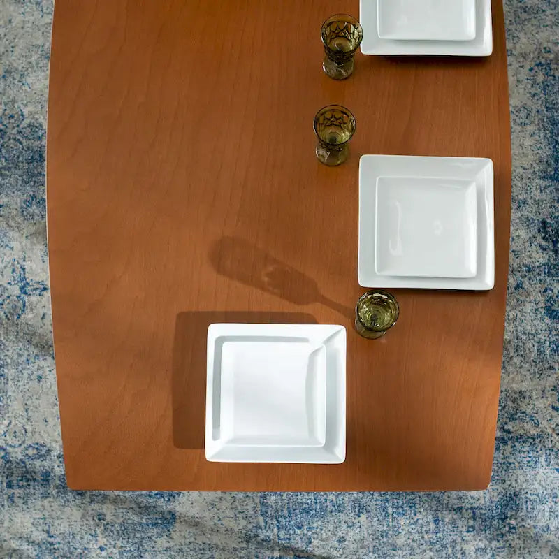 60-Inch Mid-Century Dining Table with Wood Veneer Top, Seats 6